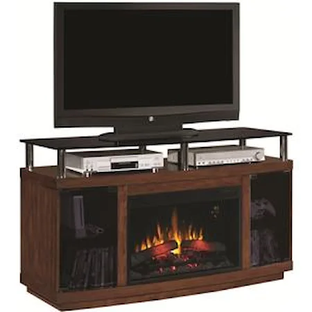 Drew Contemporary Media Cabinet with Electric Fireplace Insert